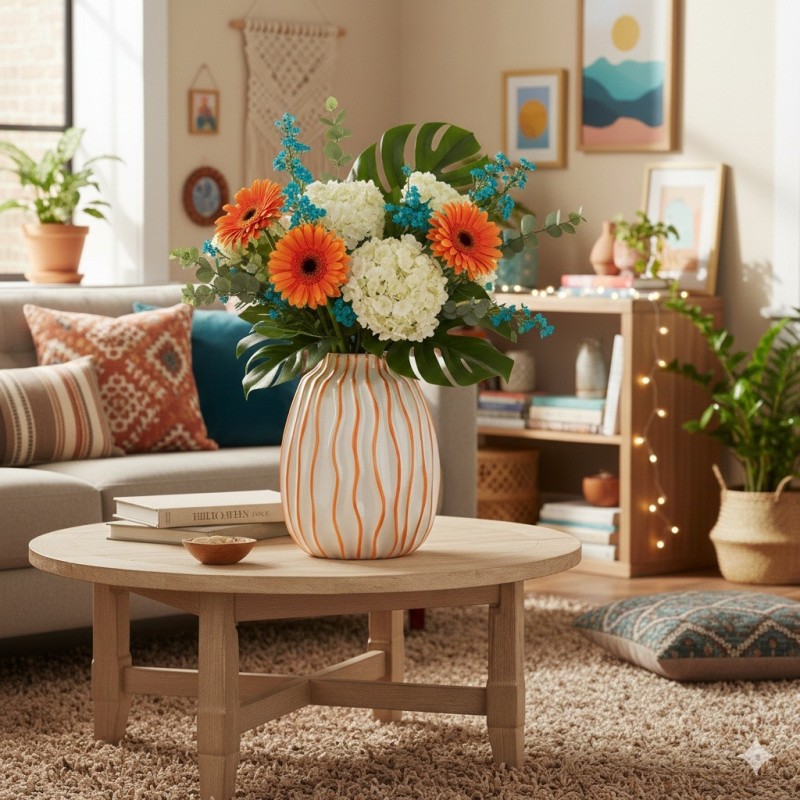 Vase raye en ceramique