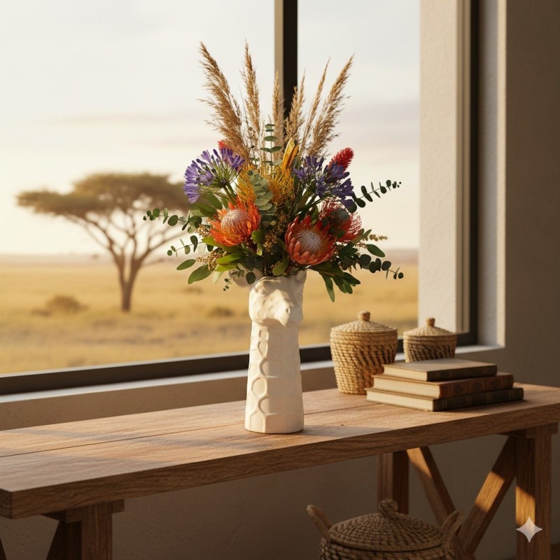 Vase tête de girafe finition sable 14x26x12cm