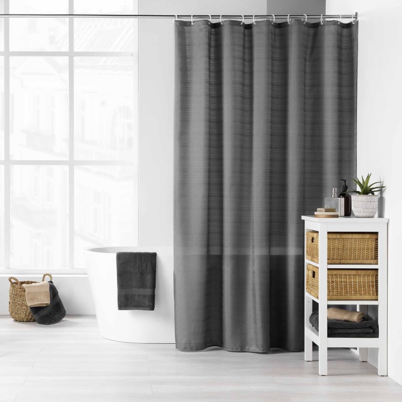 Rideau de douche avec crochets 180 x 200 cm Yalline anthracite
