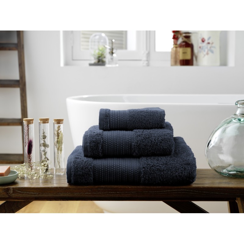 Serviette de toilette 50 x 90 cm GARANCE Bleu minuit