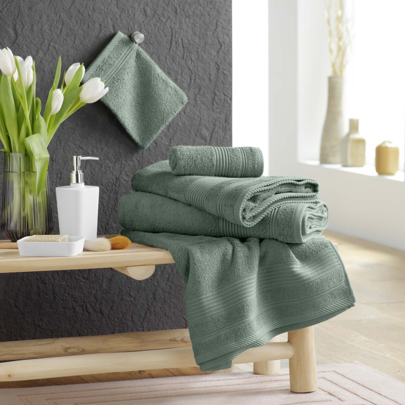 Serviette de toilette invite 30 x 50 cm Tendresse vert cèdre