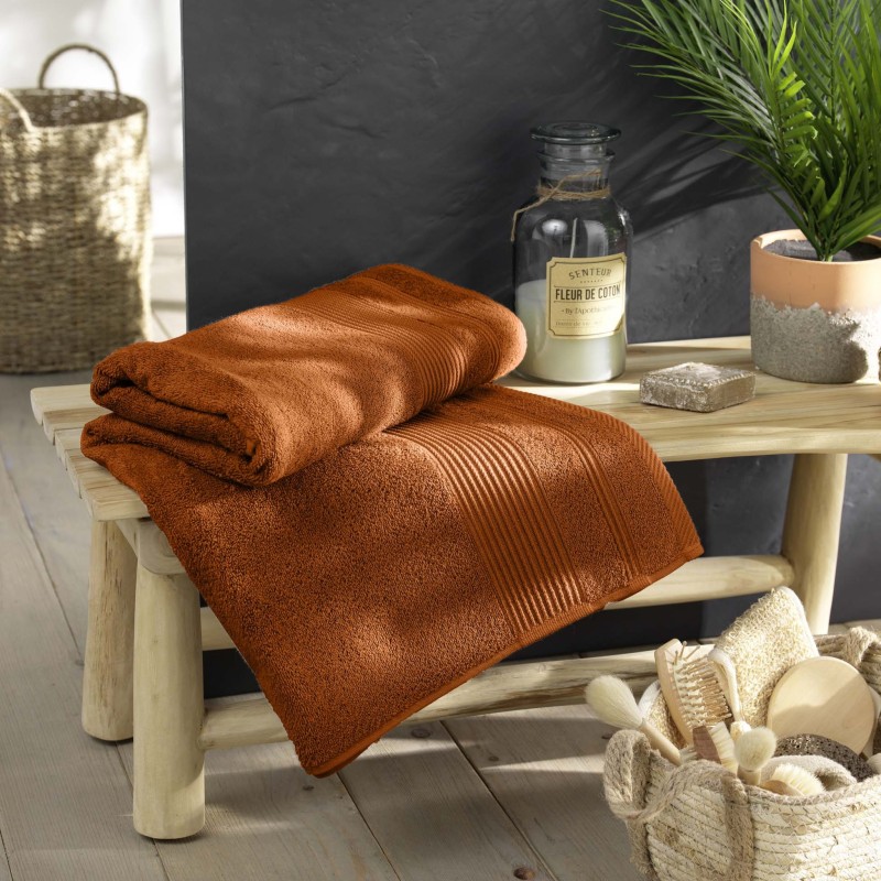 Serviette ou drap de bain 90 x 150 cm Tendresse caramel