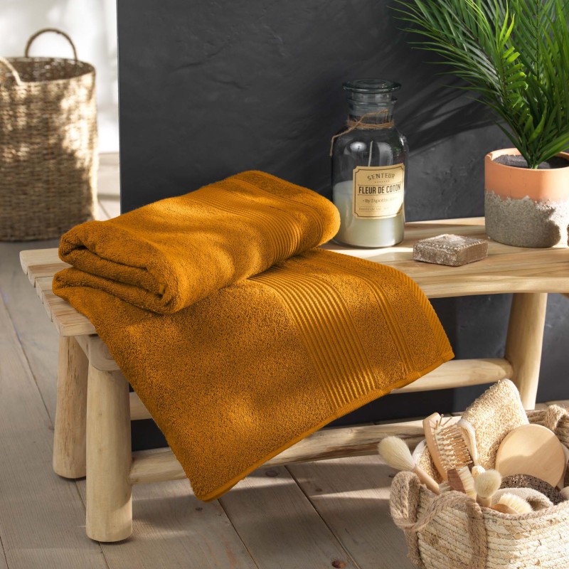 Serviette ou drap de bain 90 x 150 cm Tendresse curry