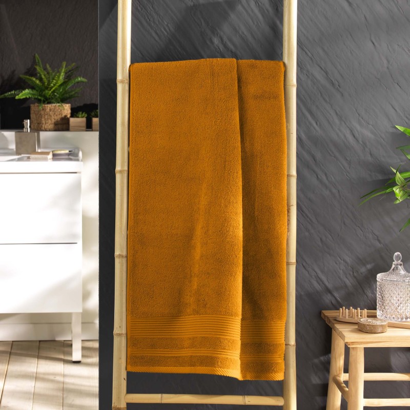 Serviette ou drap de douche 70 x 130 cm Tendresse curry