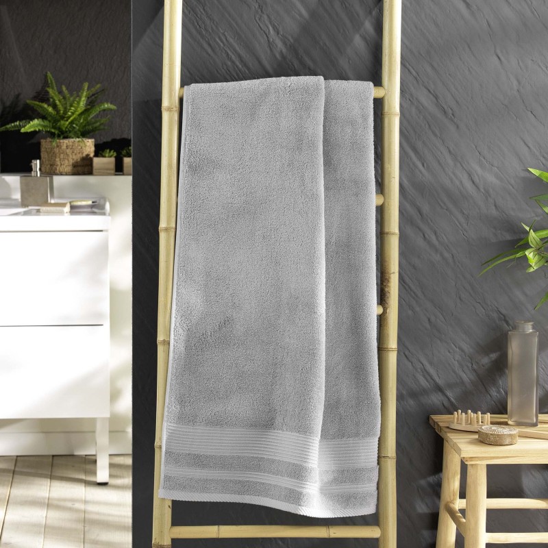 Serviette ou drap de douche 70 x 130 cm Tendresse gris perle