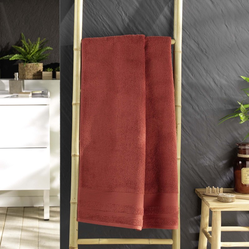 Serviette ou drap de douche 70 x 130 cm Tendresse terracotta