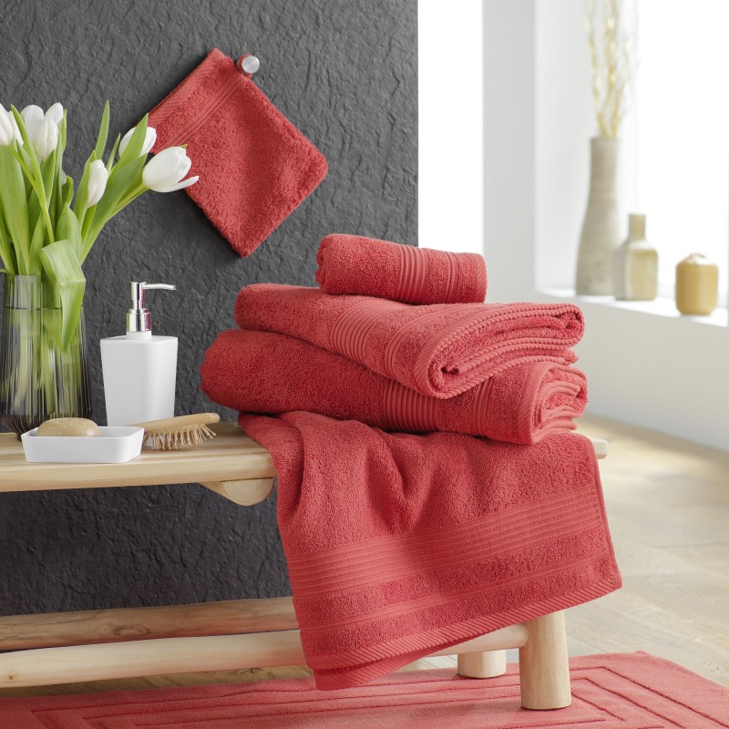 Serviette ou drap de douche 70 x 130 cm Tendresse terracotta