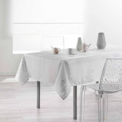 Nappe en polyester Argent Plumia Blanc 150 x 240 cm