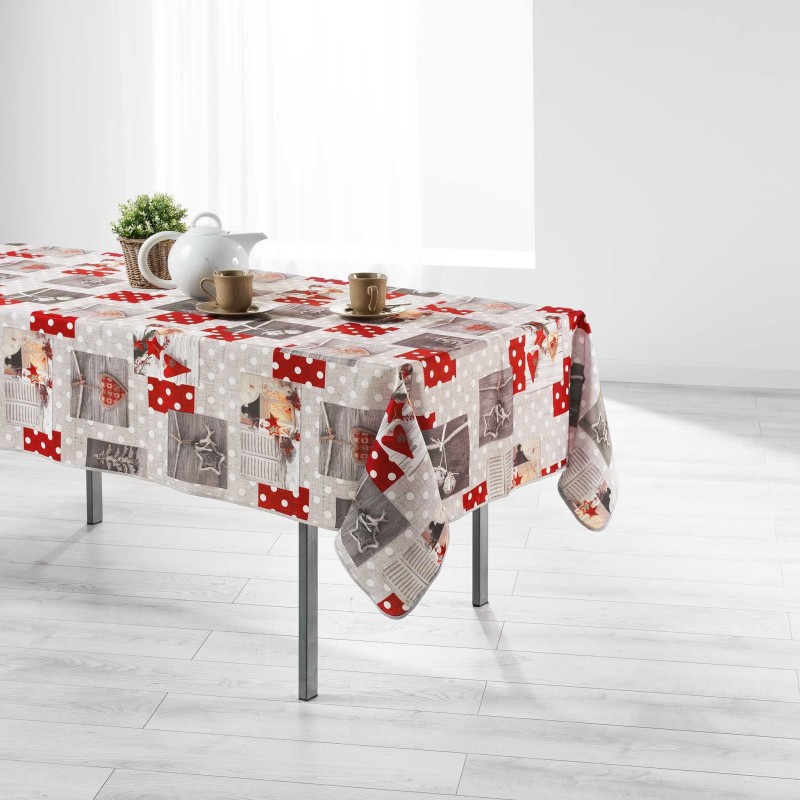 Nappe en polyester rectangle Lanterne et coeur 150 x 240 cm