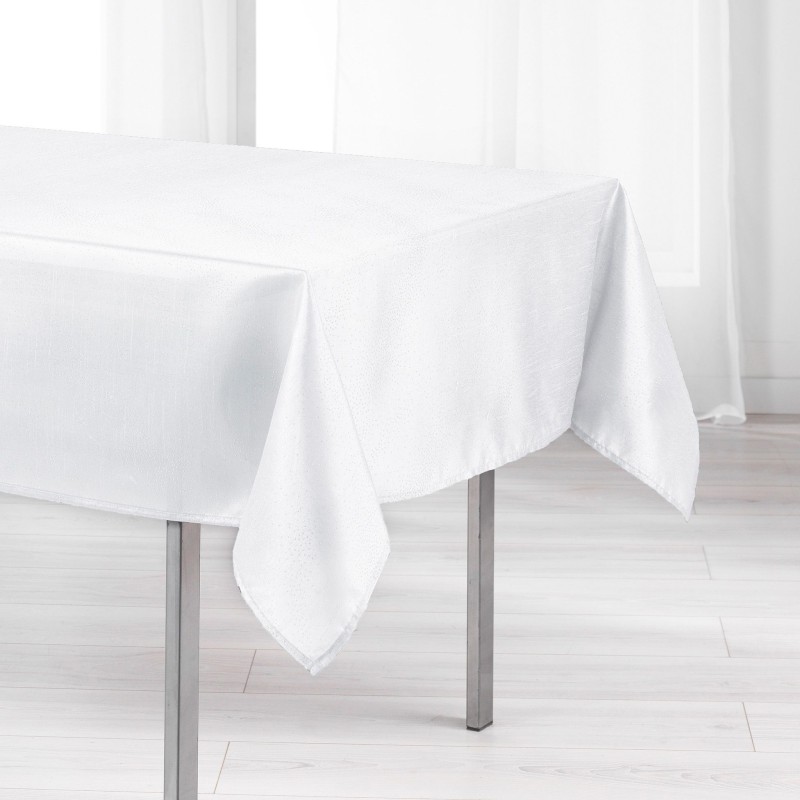 Nappe en polyester Schantung applique scintille blanc 140 x 200 cm