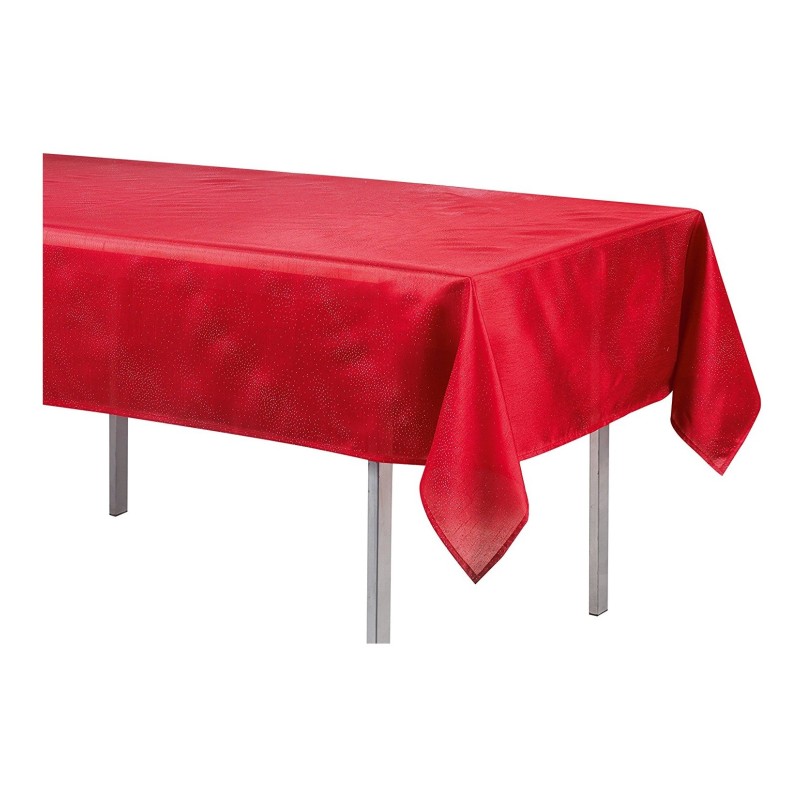 Nappe en polyester Schantung applique scintille rouge 140 x 300 cm