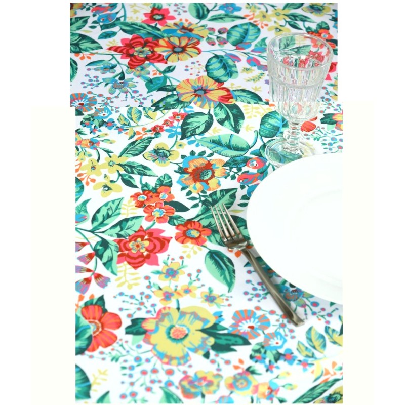 Nappe rectangle Fleurs colorees
