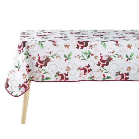 Nappe rectangle 150 x 300 cm Pere Noel enchante blanc