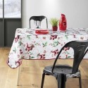 Nappe rectangle 150 x 300 cm Pere Noel enchante blanc