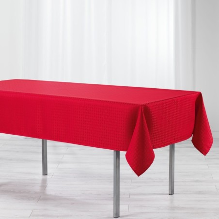 Nappe rectangle polyester Jacquard Damasse Maillon Rouge 140 x 300 cm