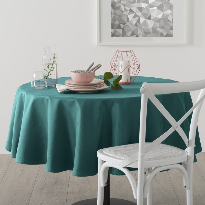 Nappe ronde anti tache 180 cm Couleurs bleu canard