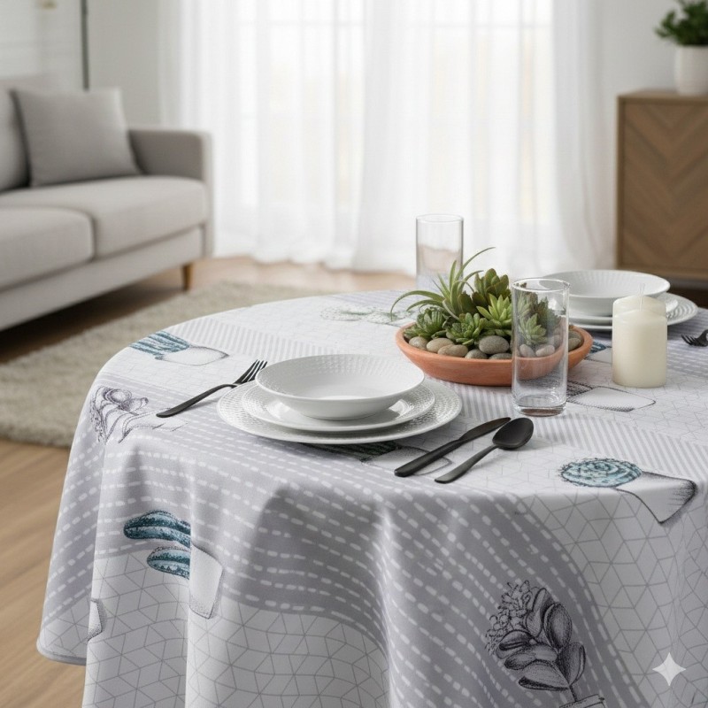 Nappe ronde polyester Cactae