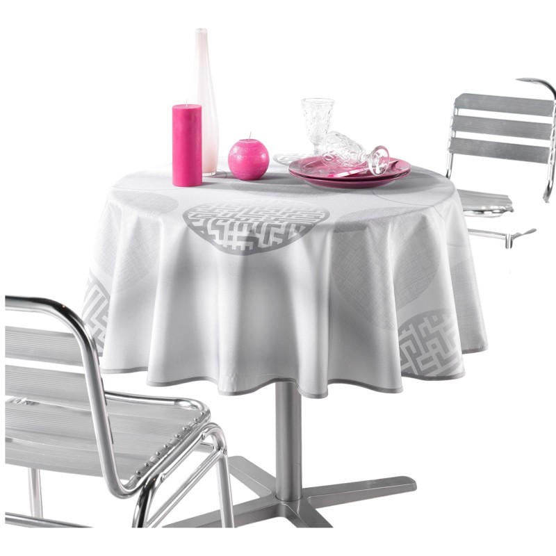 Nappe ronde polyester Kosmo Gris 180 cm