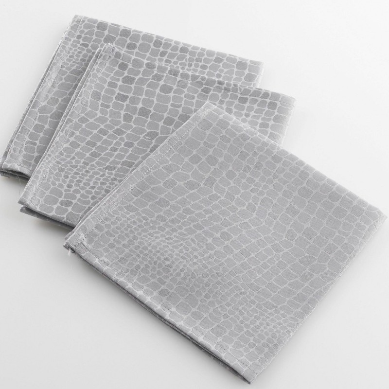 3 Serviettes de table Jacquard Damasse Serpentile Gris 40 x 40 cm