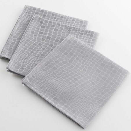3 Serviettes de table Jacquard Damasse Serpentile Gris 40 x 40 cm