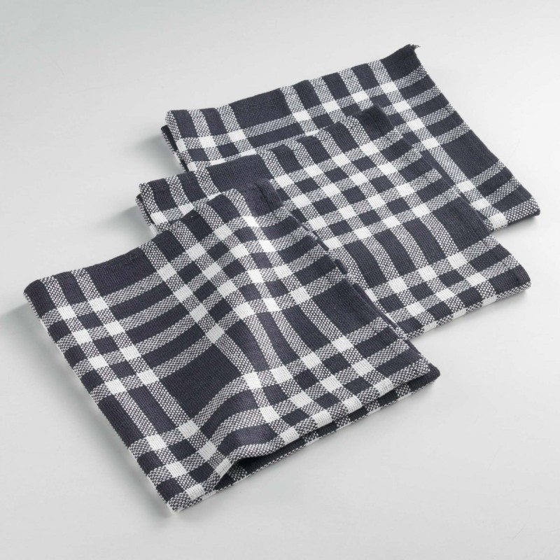 3 Serviettes de table tisse traditio noir 45 x 45 cm