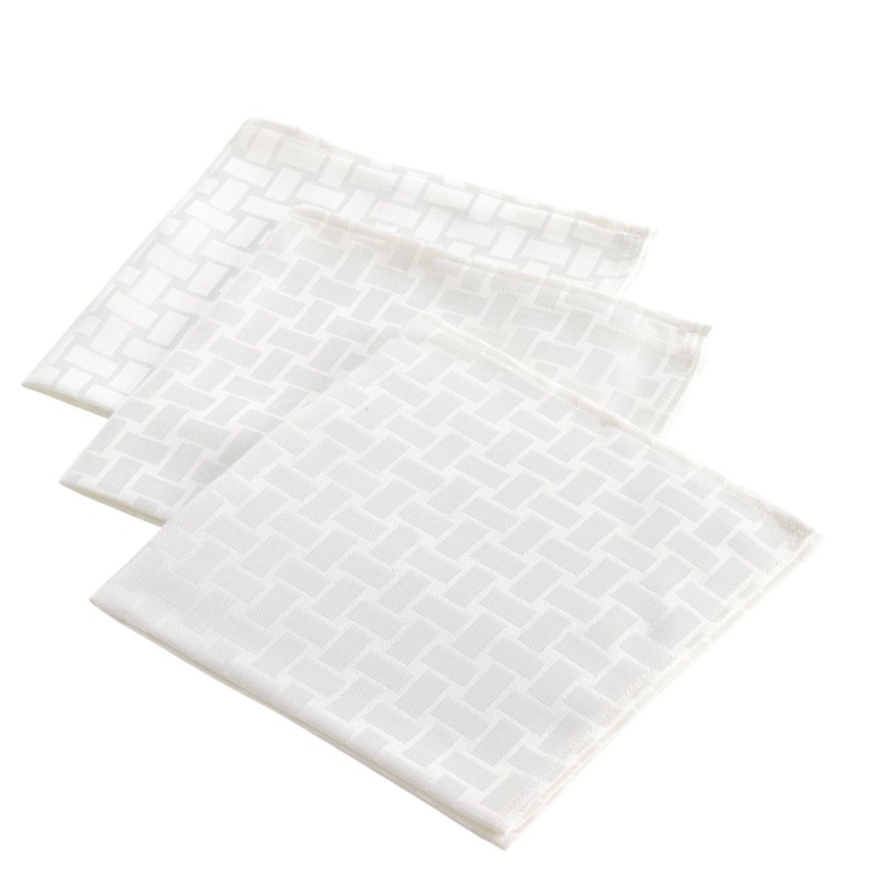 Lot de 3 Serviettes de Table Jacquard Damassé Maillon