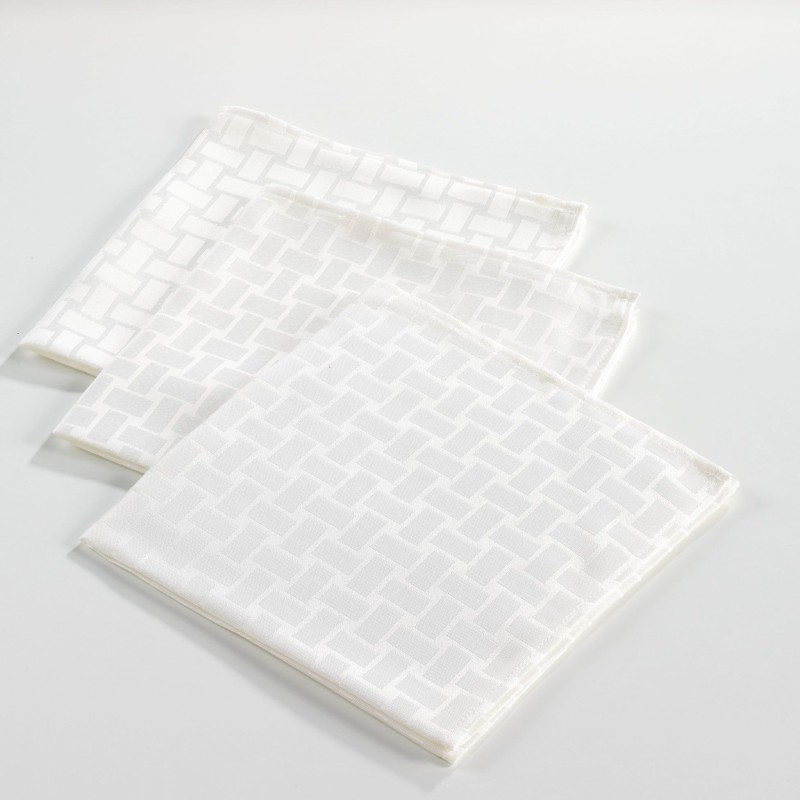 Lot de 3 Serviettes de Table Jacquard Damassé Maillon