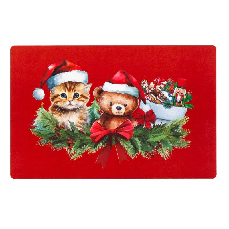 Set de table opaque Ourson et chaton de Noel