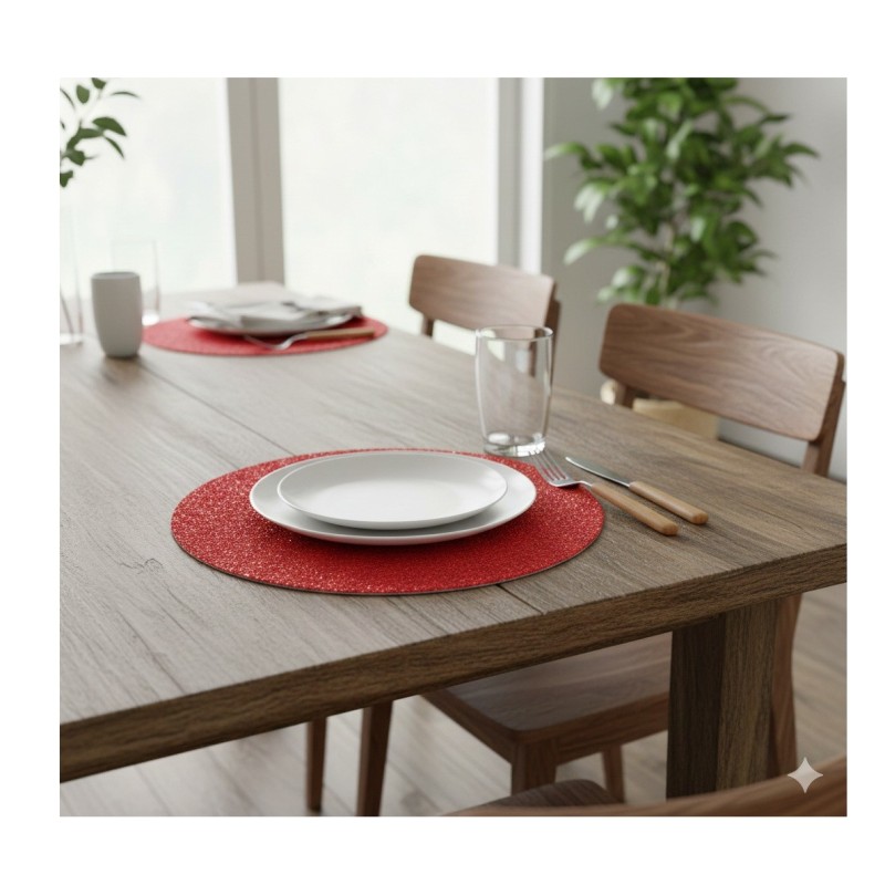 Set de table rond 38 cm pvc tortilla rouge