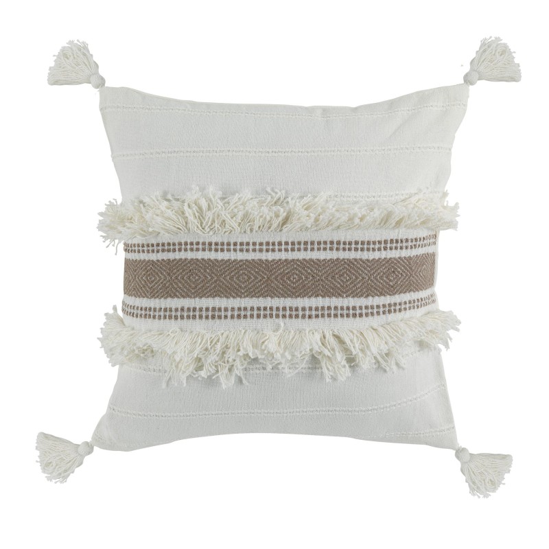 Coussin dehoussable à pompons Indira taupe