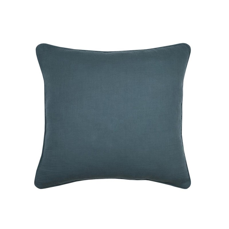 Coussin en gaze de coton 45 x 45 cm Pop color bleu petrole