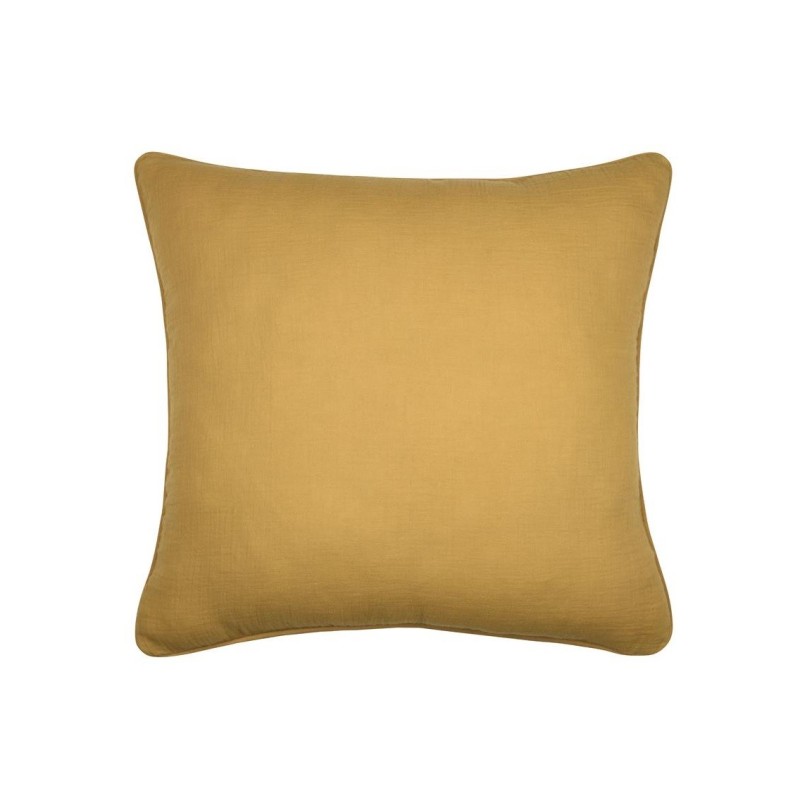 Coussin en gaze de coton 45 x 45 cm Pop color moutarde