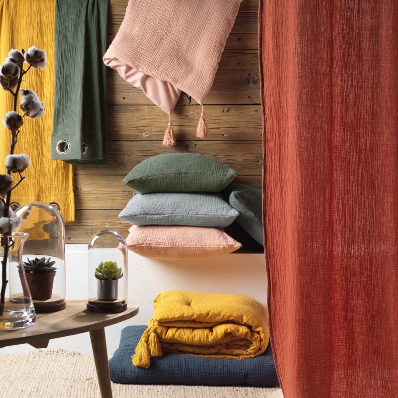 Coussin gaze de coton 40x40cm Angeliase anthracite