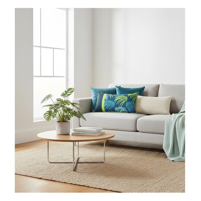 Coussin passepoil déhoussable Blue Végétal