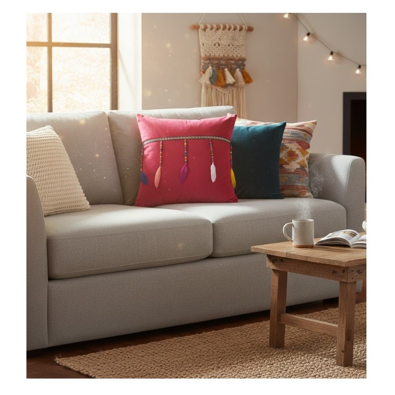 Coussin effet velours Pampilles Plumis