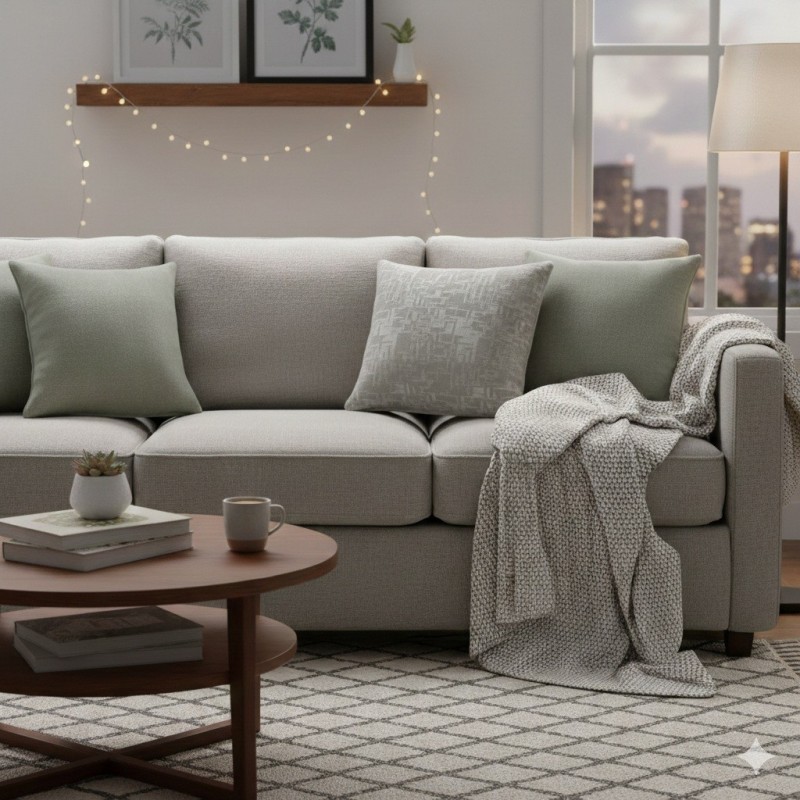 Coussin Passepoil Adamo Jacquard Gris 60 x 60 cm