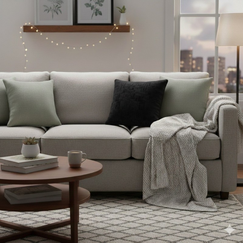 Coussin Passepoil Adamo Jacquard Noir 60 x 60 cm