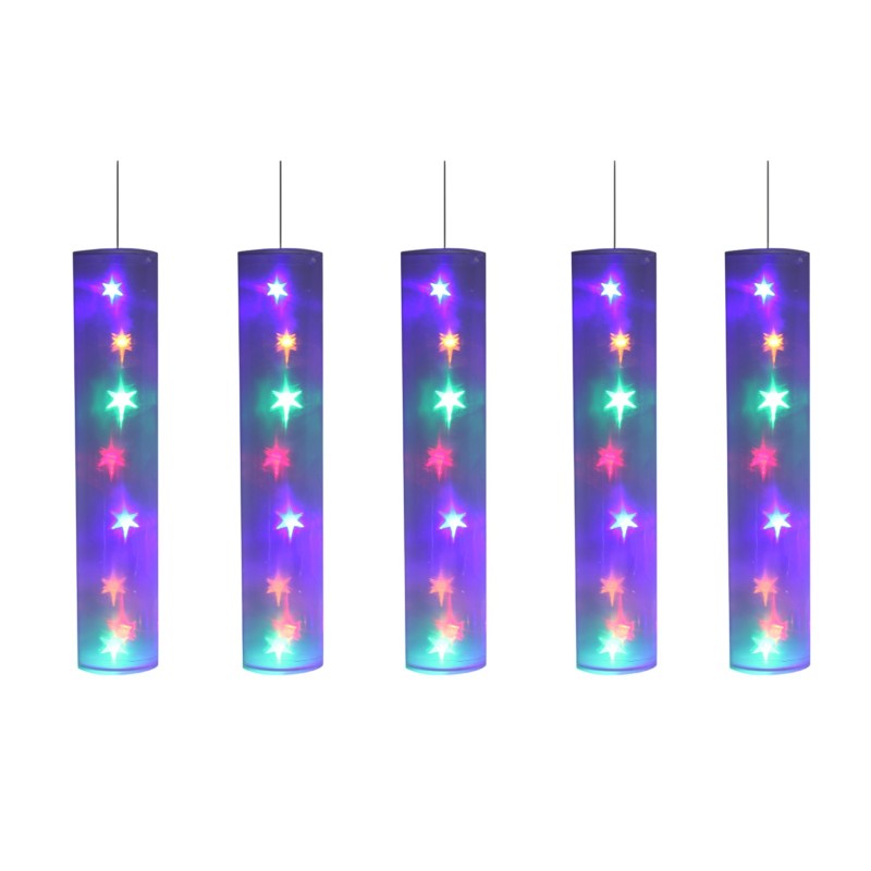 5 Tubes Lumineux avec Étoiles LED Multicolores 40 LED