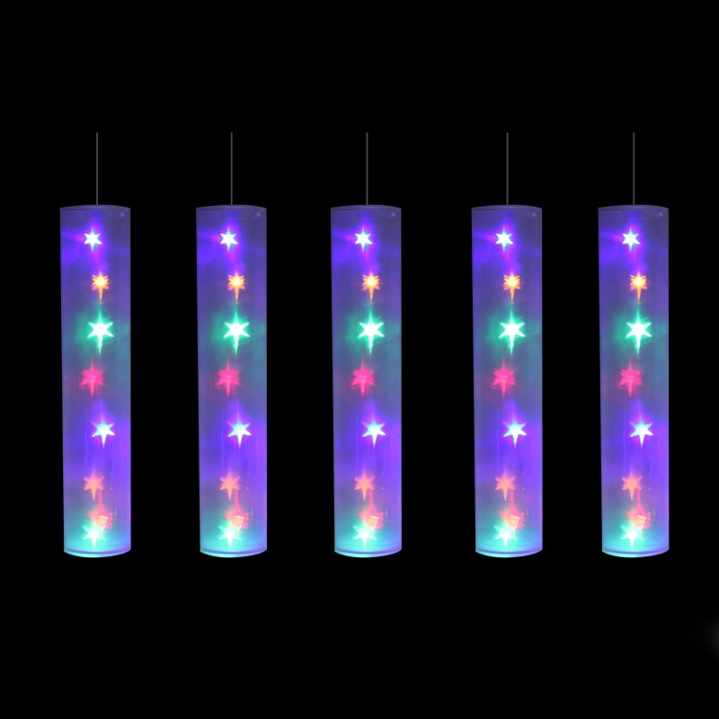 5 Tubes Lumineux avec Étoiles LED Multicolores 40 LED