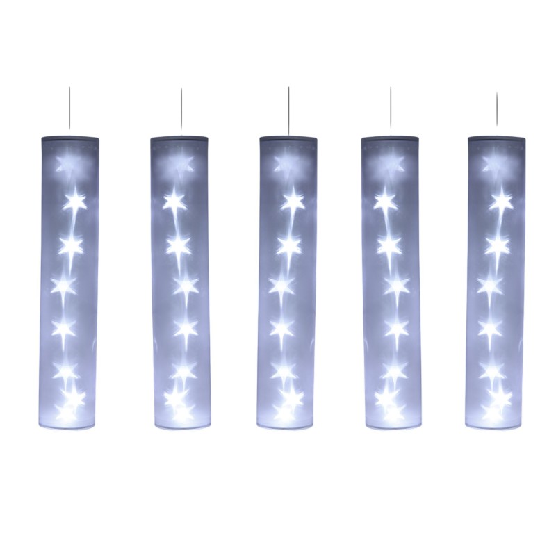 5 Tubes Lumineux Blancs avec Étoiles LED 40 LED