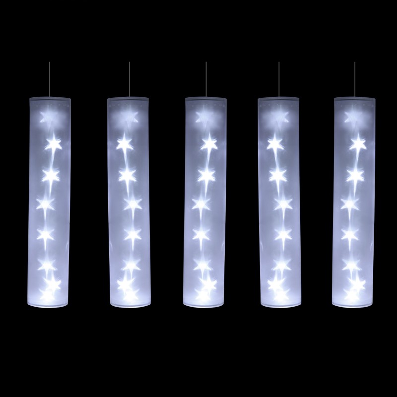 5 Tubes Lumineux Blancs avec Étoiles LED 40 LED
