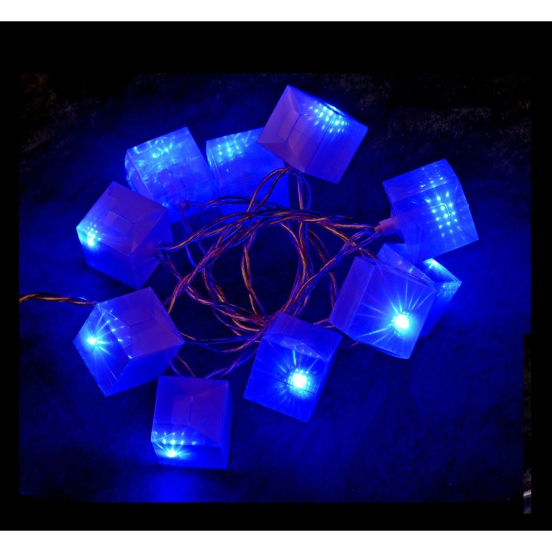 Guirlande cubes lumineux 10 Led bleue