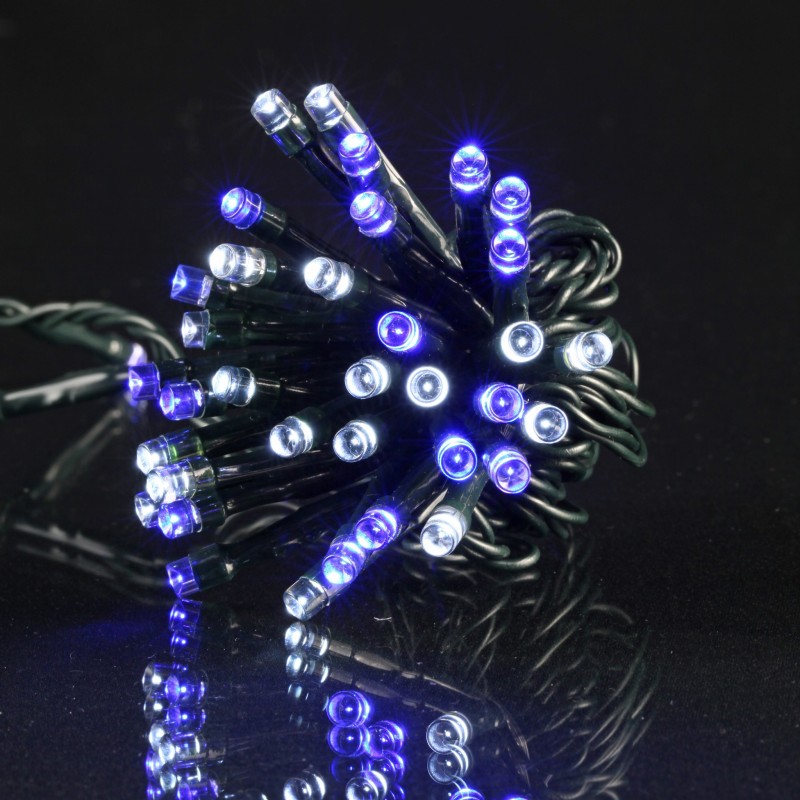 Guirlande electrique 120 Led blanc bleues 6m