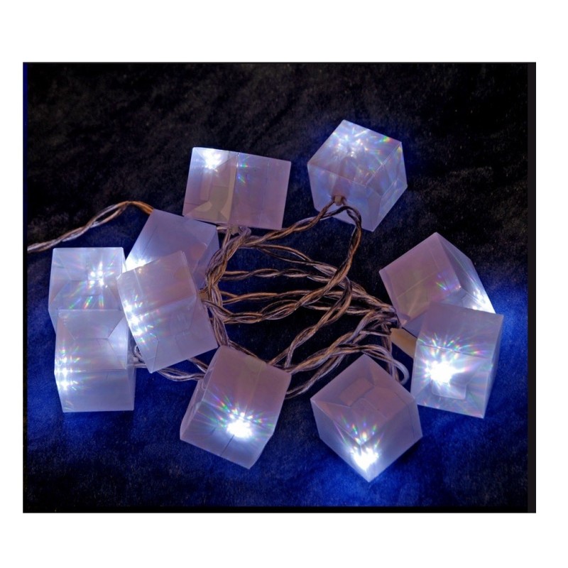 Guirlande electrique cubes lumineux 10 Led blanc