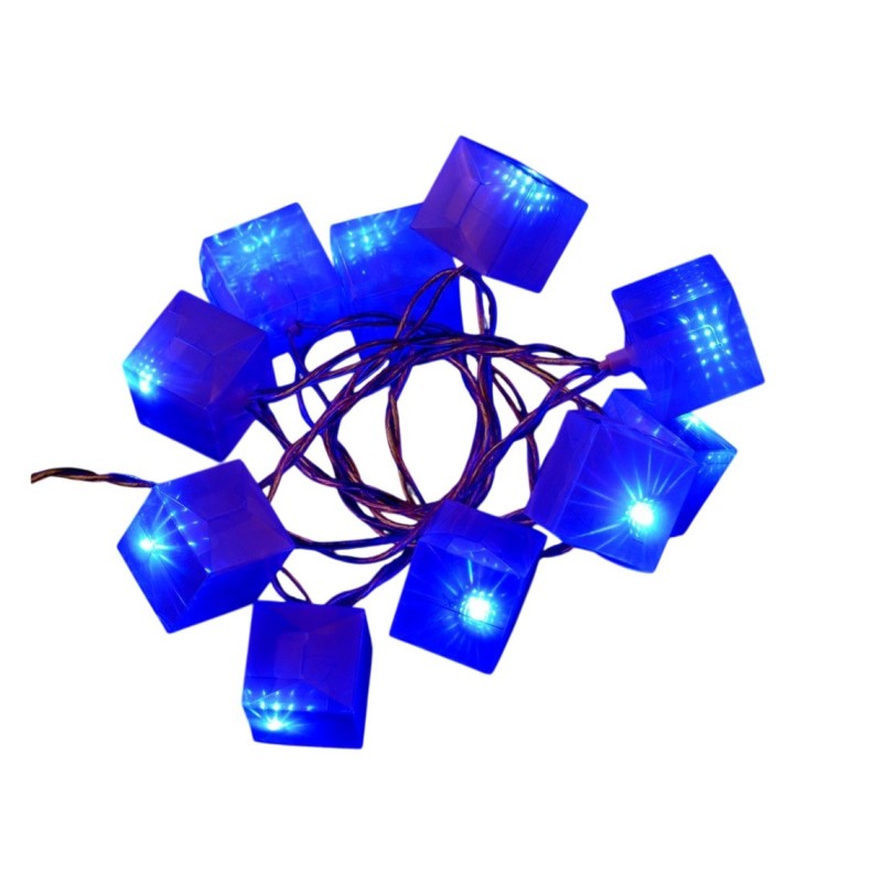 Guirlande électrique cubes lumineux 10 Led bleue
