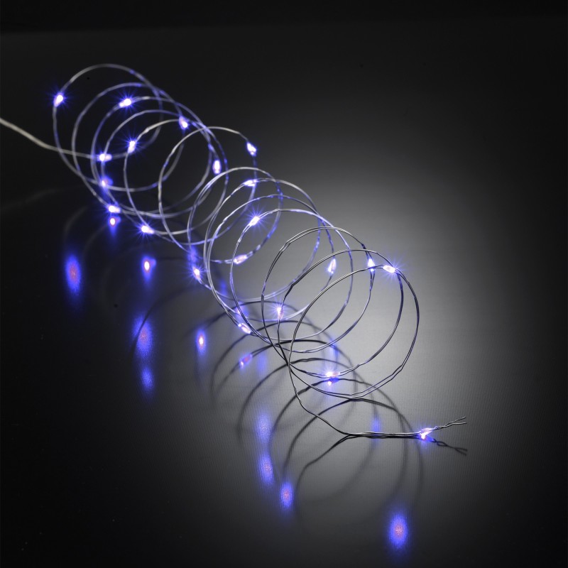 Guirlande fil cuivre 20 led bleues