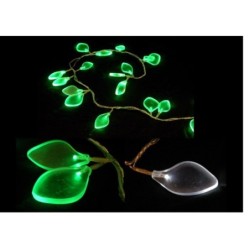 Guirlande lumineuse feuilles givrees vert
