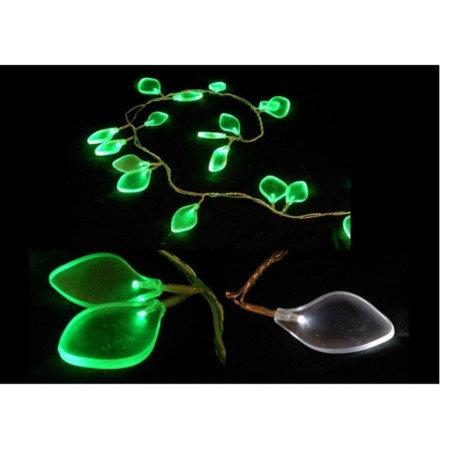 Guirlande lumineuse feuilles givrees vert