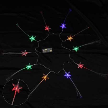 Guirlande lumineuse interieure 10 etoiles fibre optique multicouleur