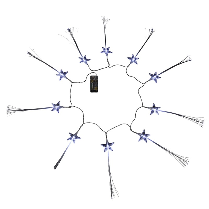 Guirlande Lumineuse LED Étoiles Fibre Optique 10 LED Blanc